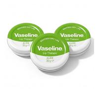3 x Vaseline Lip Balm Aloe Vera Tin 20g : Petroleum Jelly Moisturiser for Dry Lips Cracked Skin Chapped Lips Hydration Protection Soothing Lip Care with Aloe Vera Extract Travel Size Pocket Lip Soften