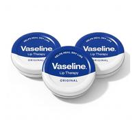 3 x Vaseline Lip Balm Original Tin 20g : Petroleum Jelly Moisturiser for Dry Lips Cracked Skin Chapped Lips Hydration Protection Travel Size Lip Care Tin Pocket Moisturiser Long Lasting Lip Softener