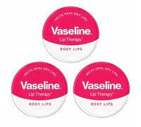 3 x Vaseline Rosy Lips Lip Therapy 20g Tin - Original, Aloe Vera, Cocoa Butter & Rosy Lips, Intensive Moisturising Lip Balm for Dry Lips, Pocket Size Petroleum Jelly Lip Care