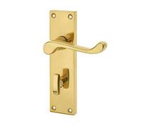 Victorian Scroll Bathroom Door Handles 150 x 40mm Polished Brass