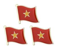 3 X Vietnam National Flag Metal Enamel Lapel Pin Badge - 1.9 x 1.6 cm Red and Yellow Star Badge - Hard Enamel Finish with Secure Clasp for National Pride, Travel, Cultural Events, and Collectors