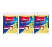 3 x Vileda Actifibre 100% Microfibre Cloth for Cleaning Window / Glass - Yellow