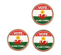 3 x Vote Plaid Cymru Election (BU26) Lapel Pin Badges