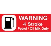 3 x Warning 4 Stroke Petrol/Oil Only Label Adhesive Gloss Vinyl Label Stickers 135mm Wide x 45mm deep