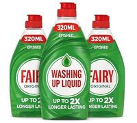 3 x Washing Up Liquid Original 320ml Bottles Powerful Grease Cutting Concentrated Dishwashing Liquid Long Lasting Suds Fresh Scent Gentle on Hands Kitchen Cleaning Essential Plus Epished Cleaning Guid