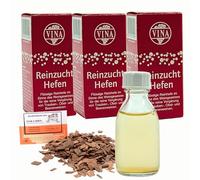 3 x Weinsberg Liquid Wine Yeast 28ml for 100L, Vina Yeast for Wine, Fermentation Yeast, Oak Chips