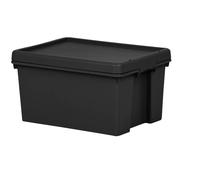3 x Wham Black 16L Heavy Duty Storage Box Upcycled Plastic 38.5cm 29cm x 21.5cm