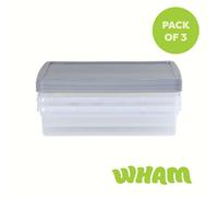 Wham Box 3x14.75L Stackable Plastic Storage Box & Lid in Clear Wham Clear
