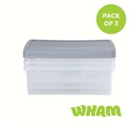 Wham Box 3x23.5L Stackable Plastic Storage Box & Lid in Clear | Size: Medium Wham Clear M