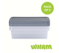 Wham Box 3x8L Stackable Plastic Storage Box & Lid in Clear Wham Clear