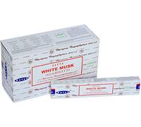 3 X White Musk Satya Incense Sticks with JRose Incense Holder, 15g Box