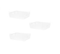 3 X White Wham Plastic Large Rectangle Studio Handy Storage Basket 26Cm X 35Cm 6L