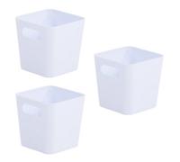 3 X White Wham Plastic Square Studio Handy Storage Basket Tumbler 10Cm X 10Cm 720Ml