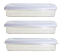 Whitefurze Oblong Plastic Food Tub Bacon Storage Box With Lid 1L 29cm x 12cm