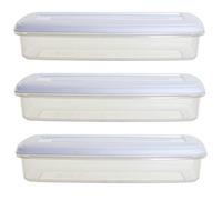3 x Whitefurze Oblong Plastic Food Tub Bacon Storage Box With Lid 1L 29cm x 12cm by Whitefurze