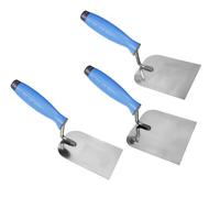 3 x Wide 80, 100, 120 mm Stainless Margin Stucco Trowel, Rubber Handle Square Bucket Trowel Plastering Rendering DIY Tools (Set)