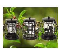 3 x Wild Bird Feeder Lanterns Seed Nut and Fat Ball Hanging Feeders