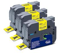 3 x XemaX Compatible Label Tape Replacement for Brother P-touchTZe-651 Label Tape 24 mm 1 Inch Tape Cassette for PT-D600 E500 E550W E550WVP H500 P750W P750WVP P700 P710BT P900 P900W P950W, Black