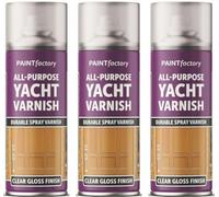 3 x Yacht Varnish Spray 400ML All Purpose- Professional Gloss Finish Spray Wood Color Paint