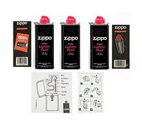 3 X Zippo Lighter Fluid Fuel Petrol 125ml Tin + Wick + 6 Flints