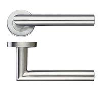 3 X Zoo Mitred Lever Door Handle On Rose Stainless Steel