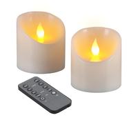 3"x3" Flickering Flameless Candles, Realistic LED Candles, Battery Operated Candles with Remote and Timers, Real Wax Electric Fake Pillar Candles for Festival Wedding Home Party Decor -2Pack