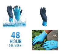 (3, XL+) Latex Coated Waterproof Gloves Blue Aqua Nylon Grip Work PPE, Gardening