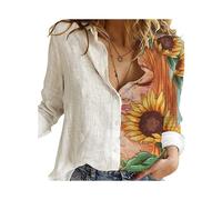(3, XL) Women Spring And Autumn Long Sleeve Polo Neck Fashion Print Loose Relaxed Comfortable Slim Elegant Commuter Popular Tops