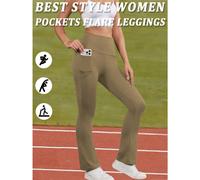 (-3, XS) Women's Super Soft Flare Pants with Pockets High Waisted Tummy Control Workout Yoga Push Up Gym Fitness Leggings Bell Bottoms