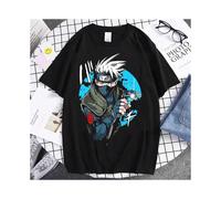 (3, XXL) Naruto Animation Derivatives Hatake Kakashi Printed Short Sleeve T-Shirt Men's and Women's 2025 Summer Fashion Casual Cotton Top
