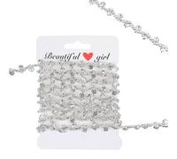 3 Yard Rhinestone Applique Bling Delicate Rhinestone Ribbon Silver Rhinestones Chain for DIY Dress Clothes Wedding Crafts Bouquet Bridal Jewelry 0.3 Inch Wide Rhinestones Decor