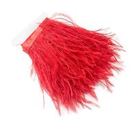 3 Yards 10-15cm Big Red Ostrich Feathers Trim Fringe for DIY Dress Sewing Crafts Costumes Decoration