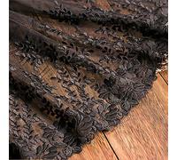 3 Yards 32cm Lace Edge Trim Ribbon Wide Fabric Lace Fabric Ribbon Webbing Fabric Tulle Lace Edging Trimming Fabric Floral Lace Ribbon for Dressmaking Sewing Gift Wrapping Bridal Wedding (01-Black)