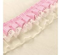 3 Yards 8 cm Wide Ruffle Lace Checked Pleated Lace Trim Lace Trim Lace Ribbons Lace Borders Decorative Ribbon for DIY Crafts Clothing Decoration, Pink A