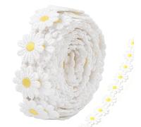 3 Yards Lace Trim Flower Tape White Lace Ribbon Daisy Chain Lace Fabric Broderie Anglaise Trim Flower Ribbon Yellow Lace Floral Ribbon for Sewing DIY Crafts Wedding Dress Decoration