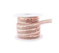 3 Yards Rhinestone Diamond Ribbons Champagne Gold Self Adhesive Glass Rhinestone Strips with Square Gems,Bling Stickers Wrap Crystal Roll for Glitter Clothes,0.7CM