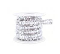 3 Yards Rhinestone Diamond Ribbons White Self Adhesive Glass Rhinestone Strips with Square Gems,Bling Stickers Wrap Crystal Roll for Glitter Clothes,0.7CM