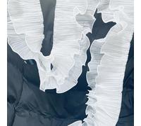 3 Yards Ruffle Pleated Chiffon Trim Two Layer Trimmer Dress Bag Decoration Tulle Fabric Applique Craft Sewing (White)