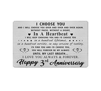 3 Year Anniversary Card Gifts for Him Her, 3rd yr Anniversary Card, Third Anniversary Card for Husband Wife Couple Women Men Funny Engraved Presents
