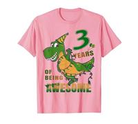 3 Year Old Boys 3rd Bday Dinosaur | Dino Third Birthday T-Shirt, Men, Pink, Large