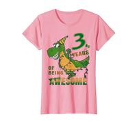 3 Year Old Boys 3rd Bday Dinosaur | Dino Third Birthday T-Shirt, Women, Pink, X-Small