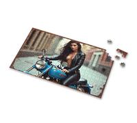 3 Year Old Girl Gifts Riding The Wind: Leather-Clad Beauty On A Blue Motorcycle Picture Puzzle Puzzles 500 Pieces Puzzles For Toddlers 2-4(300PCS)
