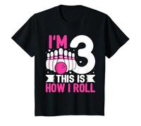3 Year Old I'm 3 This is How I Roll Girls Bowling Birthday T-Shirt
