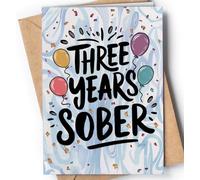 3 Year Sober Card - Three Year Sobriety Card - Congrats Sober Anniversary - 3 Soberversary for Men or Women - Proud of You Addiction Recovery AA - 3rd Soberversary Birthday - NUM 230
