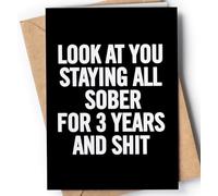 3 Year Sober Card - Three Year Sobriety Card - Funny Sober Anniversary Card - 3 Soberversary Card for Men or Women - Addiction Recovery Card - AA Card - Encouragement and Celebrate Sobriety Milestone