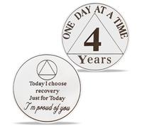 3 Year Sobriety Coin with PU Leather Keychain - One Day at a Time AA Medallion - Today I Choose Recovery Sober Chip - Inspirational Sobriety Gift for Men & Women in Recovery