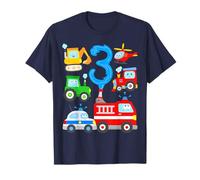 3 Year Vehicles Boys Fire Engine Police Car Children T-Shirt