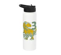 3 Years Dino Roar Dinosaur 3rd Birthday Stainless Steel Insulated Water Bottle