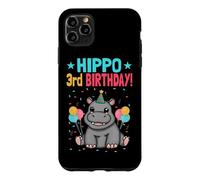 3 Years Old Jungle Party Hippopotamus Hippo 3rd Birthday Case for iPhone 11 Pro Max