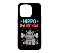 3 Years Old Jungle Party Hippopotamus Hippo 3rd Birthday Case for iPhone 15 Pro